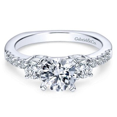 14K White Gold Diamond 3 Stones 14K White Gold Engagement Ring ER4247W44Jj