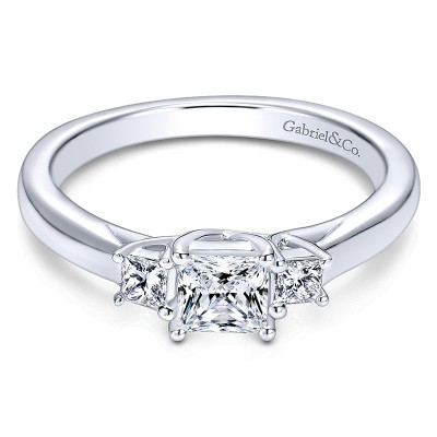 Engagement Ring 14k White Gold Diamond 3 Stones