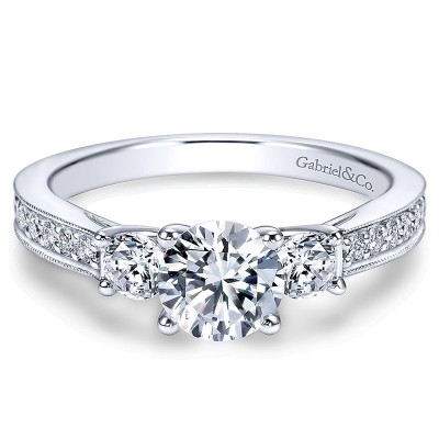 14K White Gold Diamond 3 Stones 14K White Gold Engagement Ring ER6629W44Jj