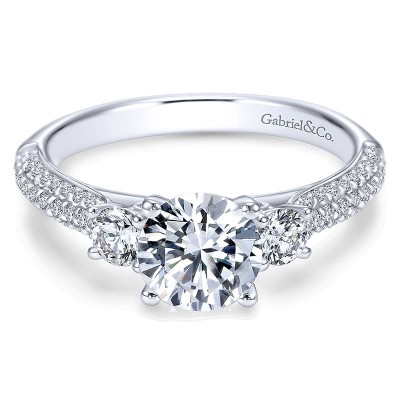 Engagement Ring 14k White Gold Diamond 3 Stones