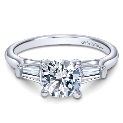 Engagement Ring 14k White Gold Diamond 3 Stones