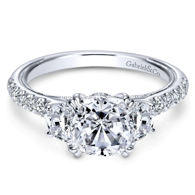 14K White Gold Diamond 3 Stones 14K White Gold Engagement Ring ER9186W44Jj