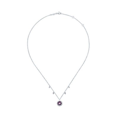 14k White Gold Diamond Amethyst Fashion Necklace