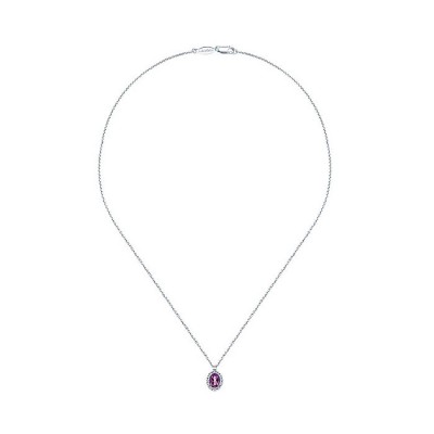 14k White Gold Diamond Amethyst Fashion Necklace