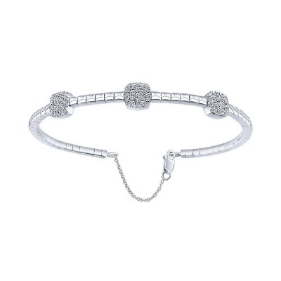 14k White Gold Diamond Bangle
