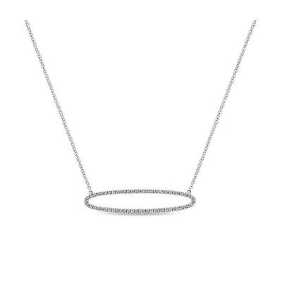 14k White Gold Diamond Bar Necklace