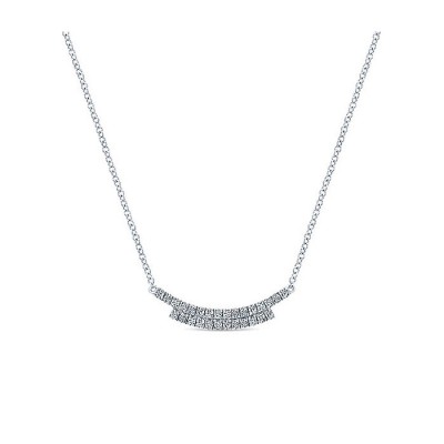 14k White Gold Diamond Bar Necklace