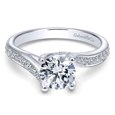Engagement Ring 14k White Gold Diamond Bypass