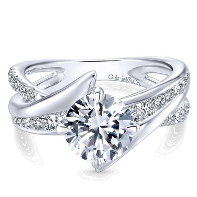 14K White Gold Diamond Bypass 14K White Gold Engagement Ring ER12335R4W44Jj