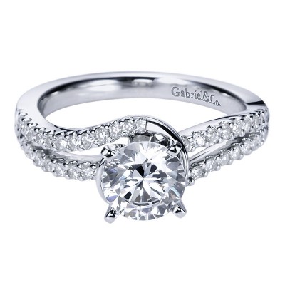 Engagement Ring 14k White Gold Diamond Bypass