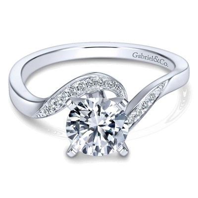 Engagement Ring 14k White Gold Diamond Bypass