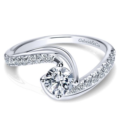 Engagement Ring 14k White Gold Diamond Bypass
