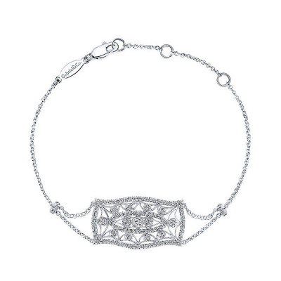 14k White Gold Diamond Chain Bracelet