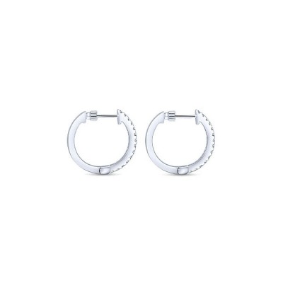 14k White Gold Diamond Classic Hoop Earrings