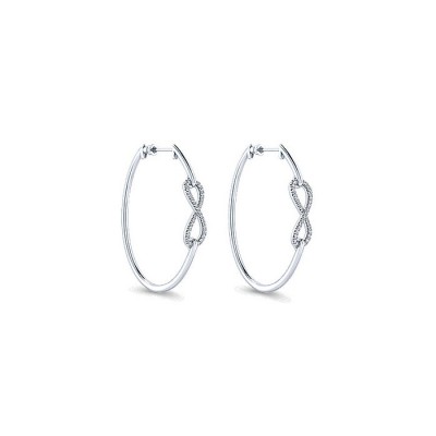 14k White Gold Diamond Classic Hoop Earrings