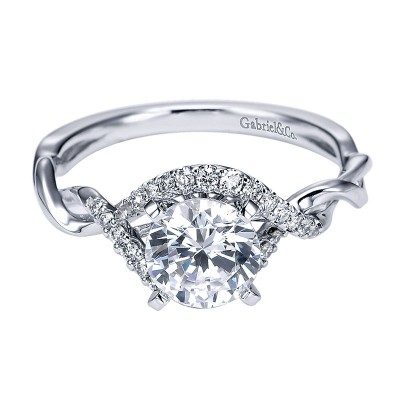 14K White Gold Diamond Criss Cross 14K White Gold Engagement Ring ER6963W44Jj