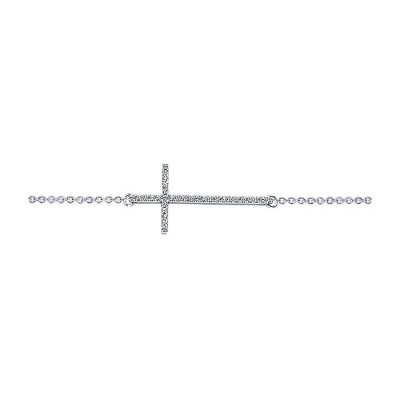 14k White Gold Diamond Cross Bracelet
