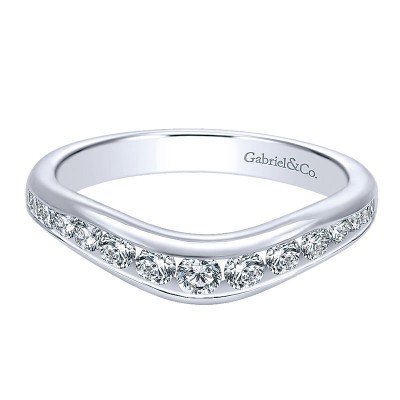 Anniversary Band 14k White Gold Diamond Curved