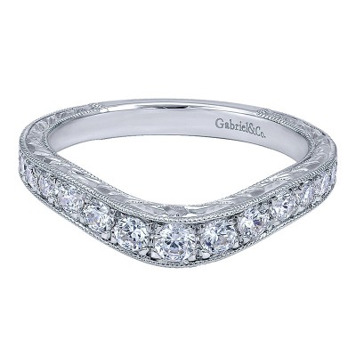 Anniversary Band 14k White Gold Diamond Curved