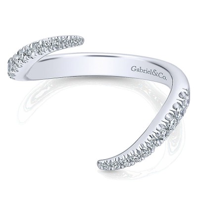 Wedding Band 14k White Gold Diamond Curved