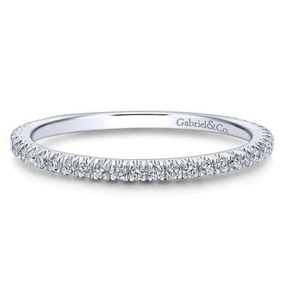 Wedding Band 14k White Gold Diamond Curved