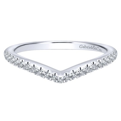Wedding Band 14k White Gold Diamond Curved