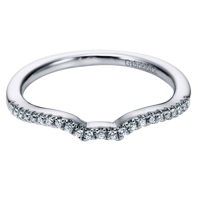 Wedding Band 14k White Gold Contemporary Curved
