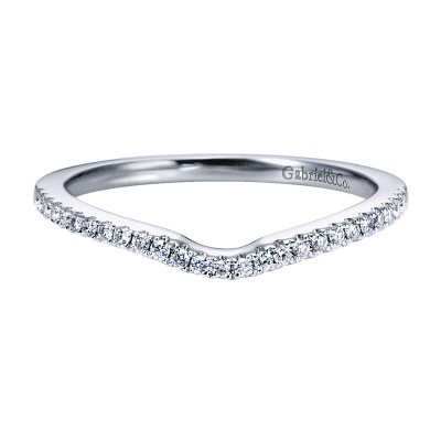 Wedding Band 14k White Gold Contemporary Curved