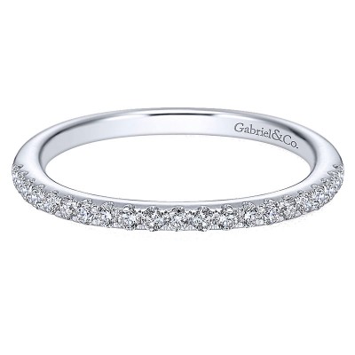 Wedding Band 14k White Gold Diamond Curved