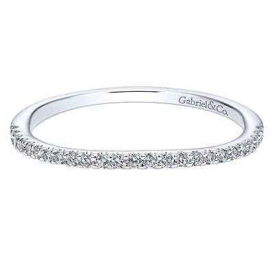 Wedding Band 14k White Gold Diamond Curved