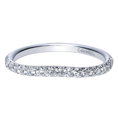 Wedding Band 14k White Gold Diamond Curved
