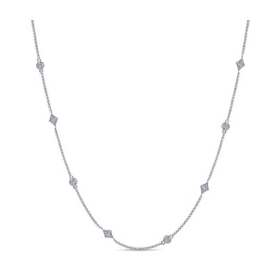 14k White Gold Diamond Diamond By The Yard Necklace