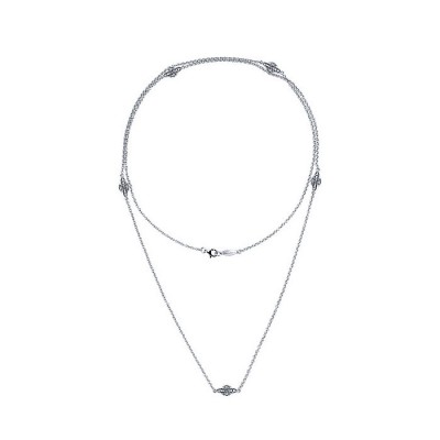14k White Gold Diamond Diamond By The Yard Necklace