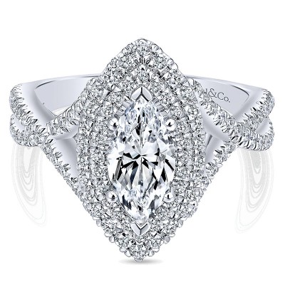 14K White Gold Diamond Double Halo 14K White Gold Engagement Ring ER12640M4W44Jj