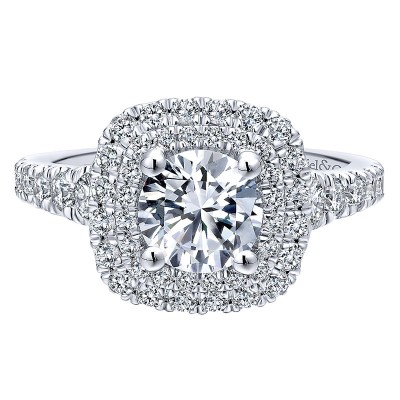 14K White Gold Diamond Double Halo 14K White Gold Engagement Ring ER12762R4W44Jj