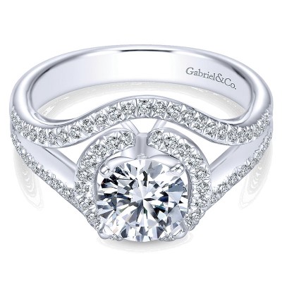 Engagement Ring 14k White Gold Diamond Double Halo