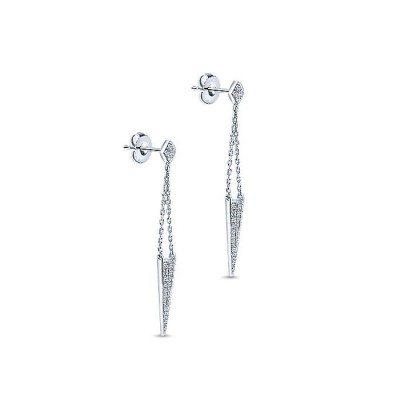 14k White Gold Diamond Drop Earrings