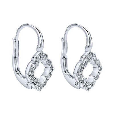 14k White Gold Diamond Drop Earrings