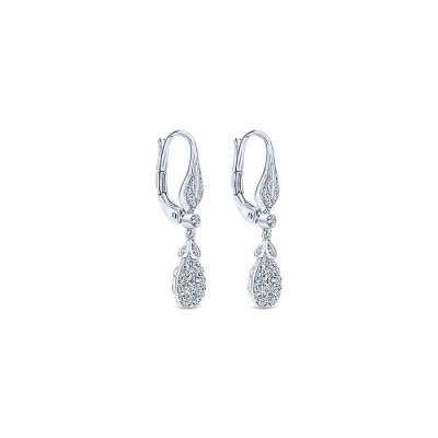14k White Gold Diamond Drop Earrings