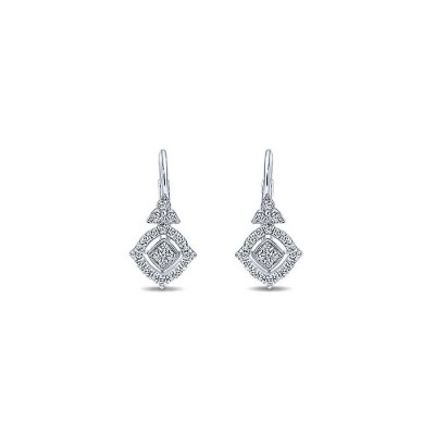 14k White Gold Diamond Drop Earrings