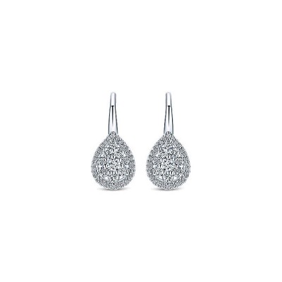 14k White Gold Diamond Drop Earrings