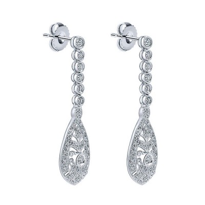 14k White Gold Diamond Drop Earrings