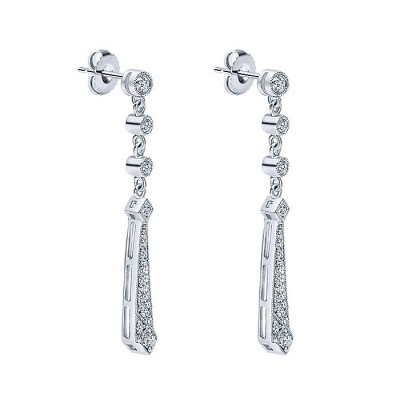 14k White Gold Diamond Drop Earrings