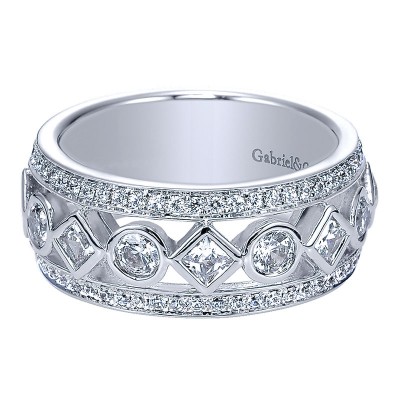 Anniversary Band 14k White Gold Diamond Fancy