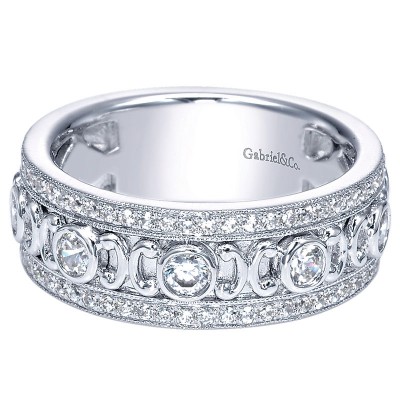 Anniversary Band 14k White Gold Diamond Fancy