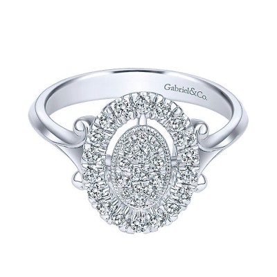 14k White Gold Diamond Fashion Ladies' Ring