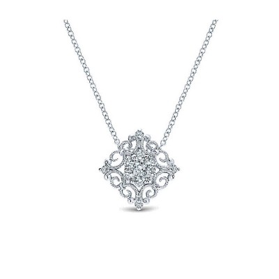14k White Gold Diamond Fashion Necklace