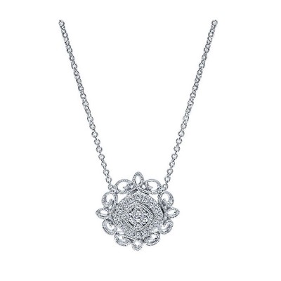 14k White Gold Diamond Fashion Necklace