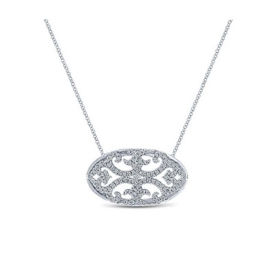 14k White Gold Diamond Fashion Necklace