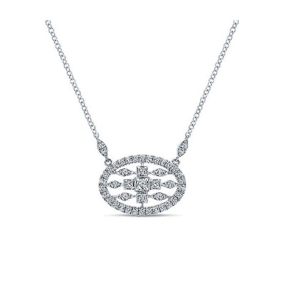 14k White Gold Diamond Fashion Necklace